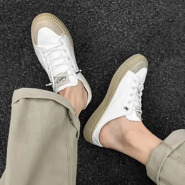 Mens Canvas Shoes | Stain-Resistant Low-Top Casual Platform Shoes in Beige, Black, White